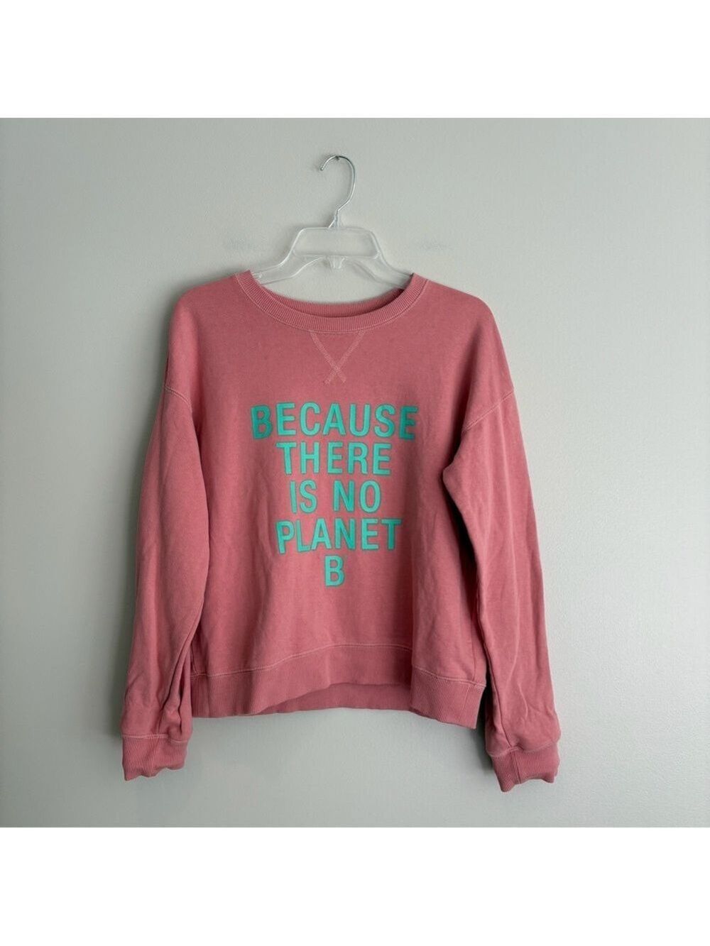 Ecoalf Pink Sweatshirt No Planet B 50/50 Organic & Recycled Cotton Size S